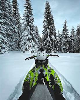 snowmobile in snow forest