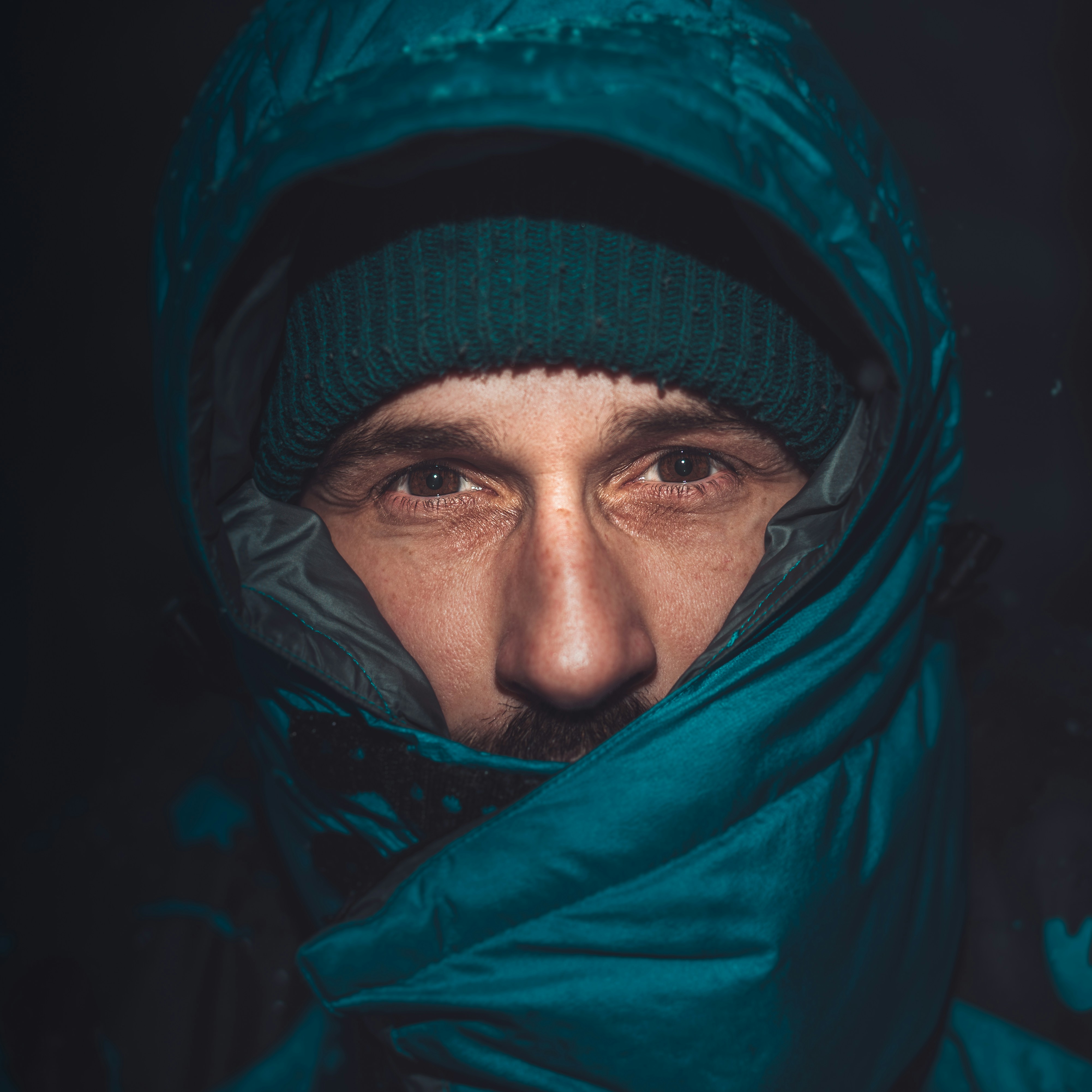 man in bubble jacket