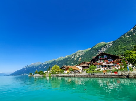 houses near calm body of water