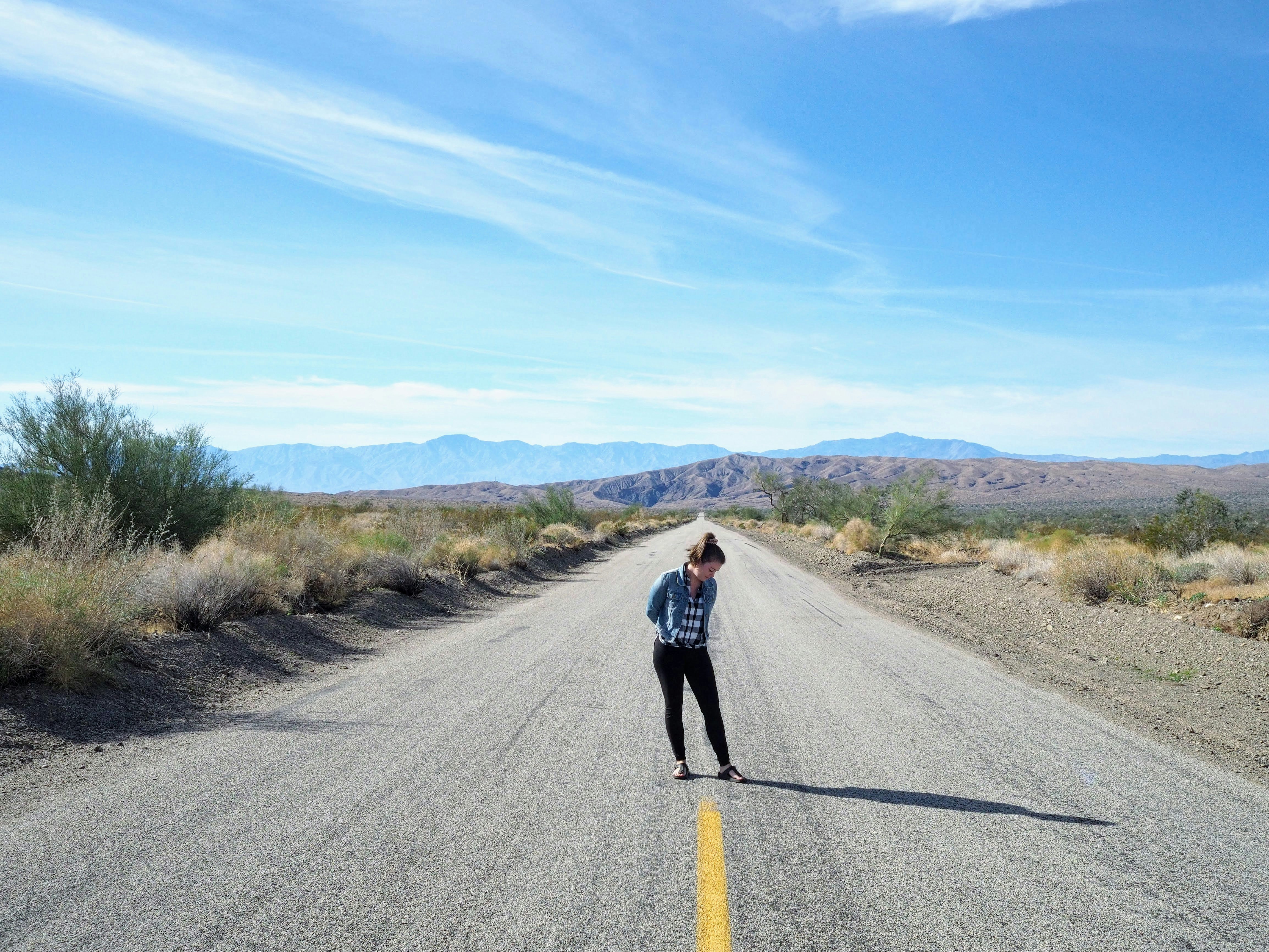 woman on road