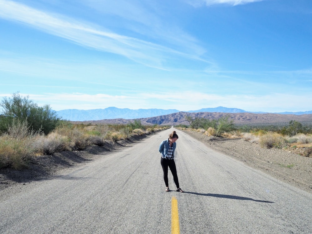 woman on road