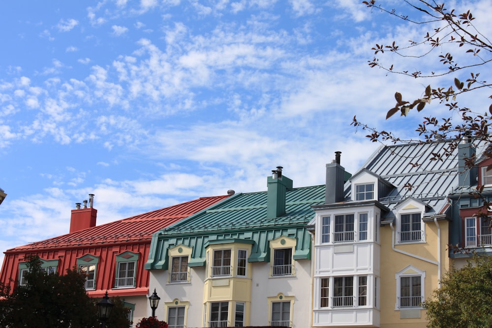 white and green building