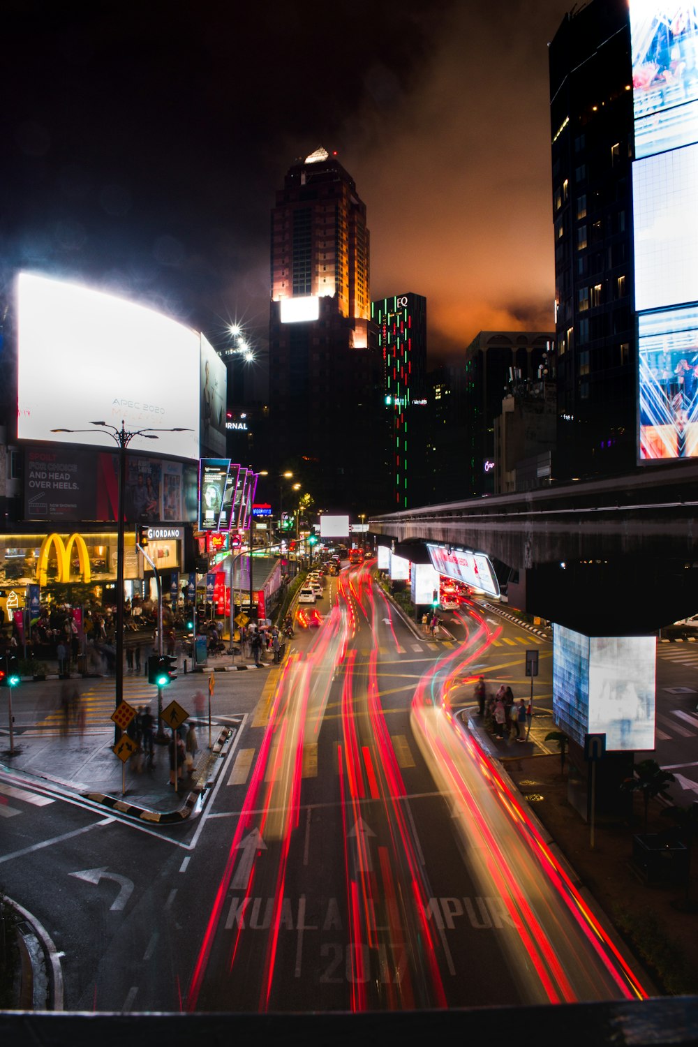 long exposure street lights