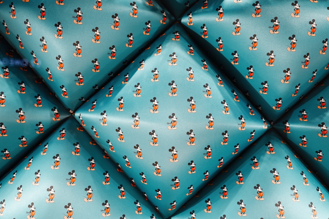 blue Mickey Mouse print shirt