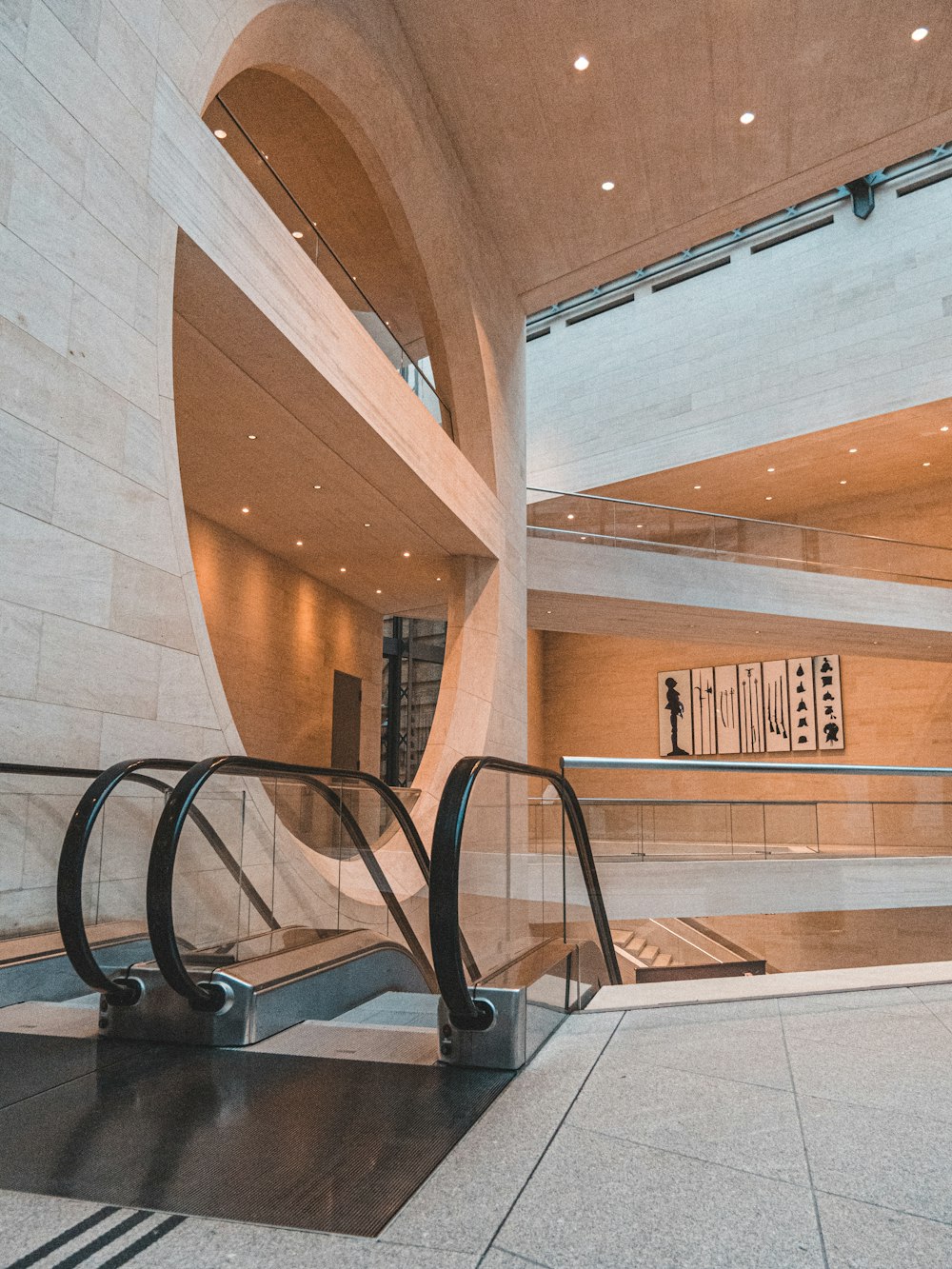 black and grey escalator