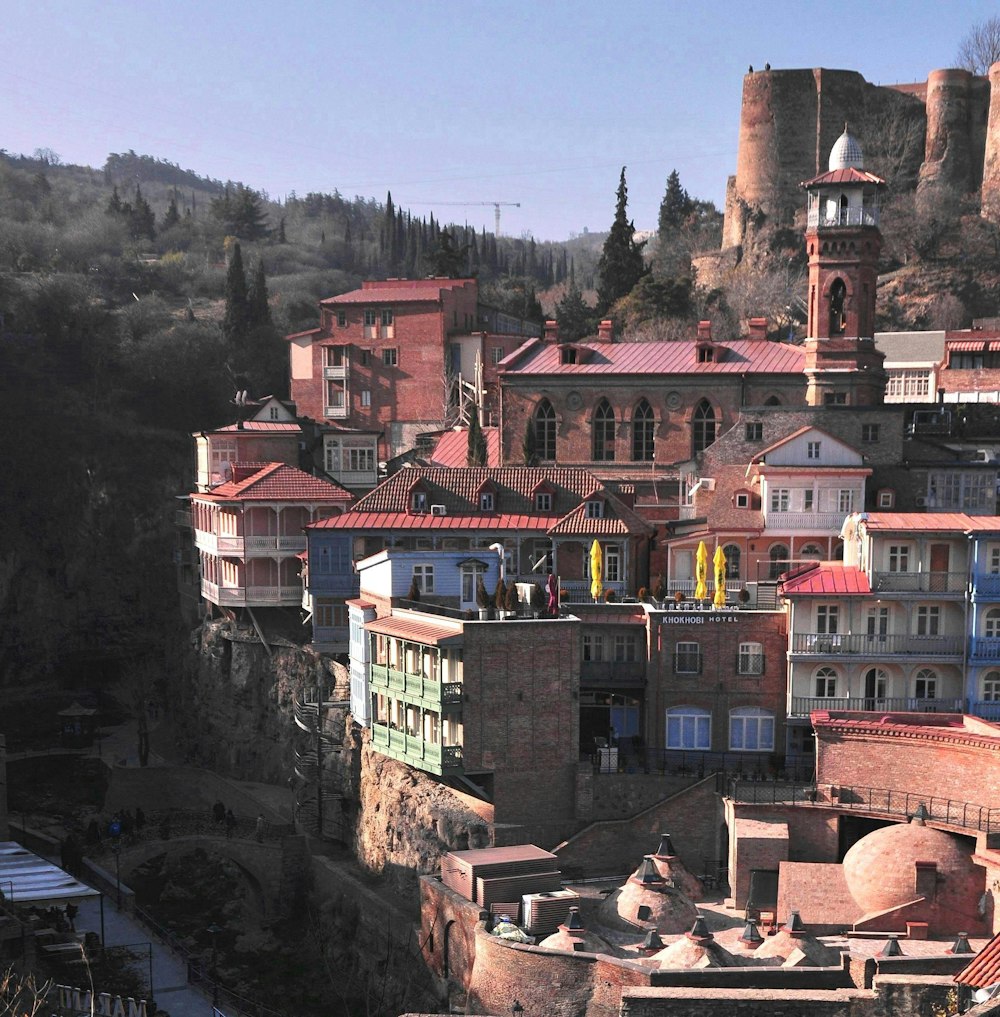 historic houses and buildings near cliff viewing mountain