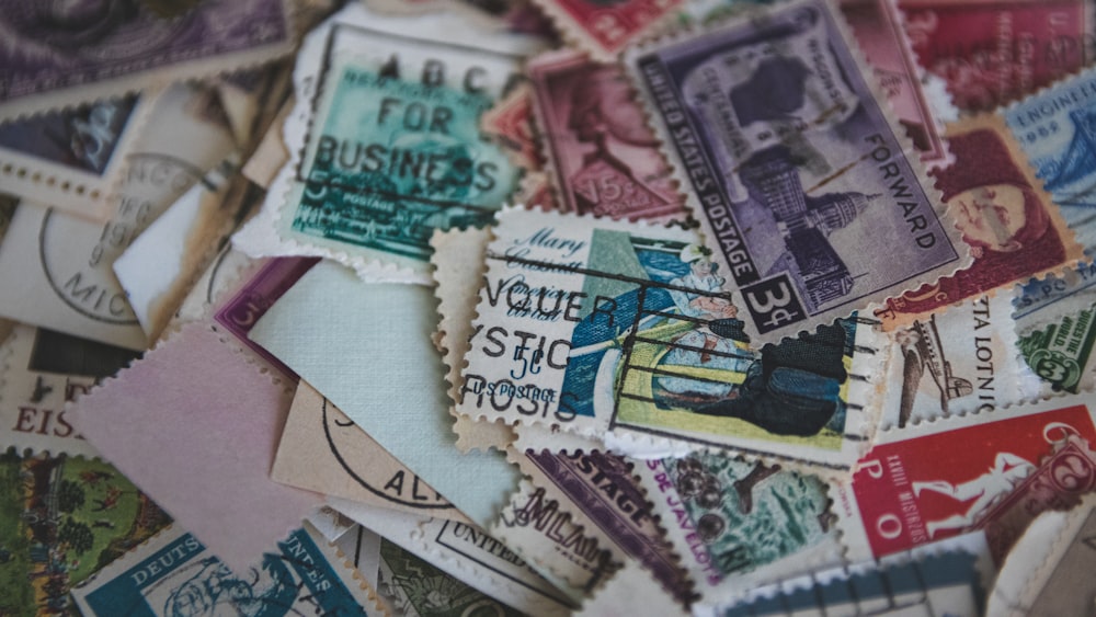 pile of postage stamps