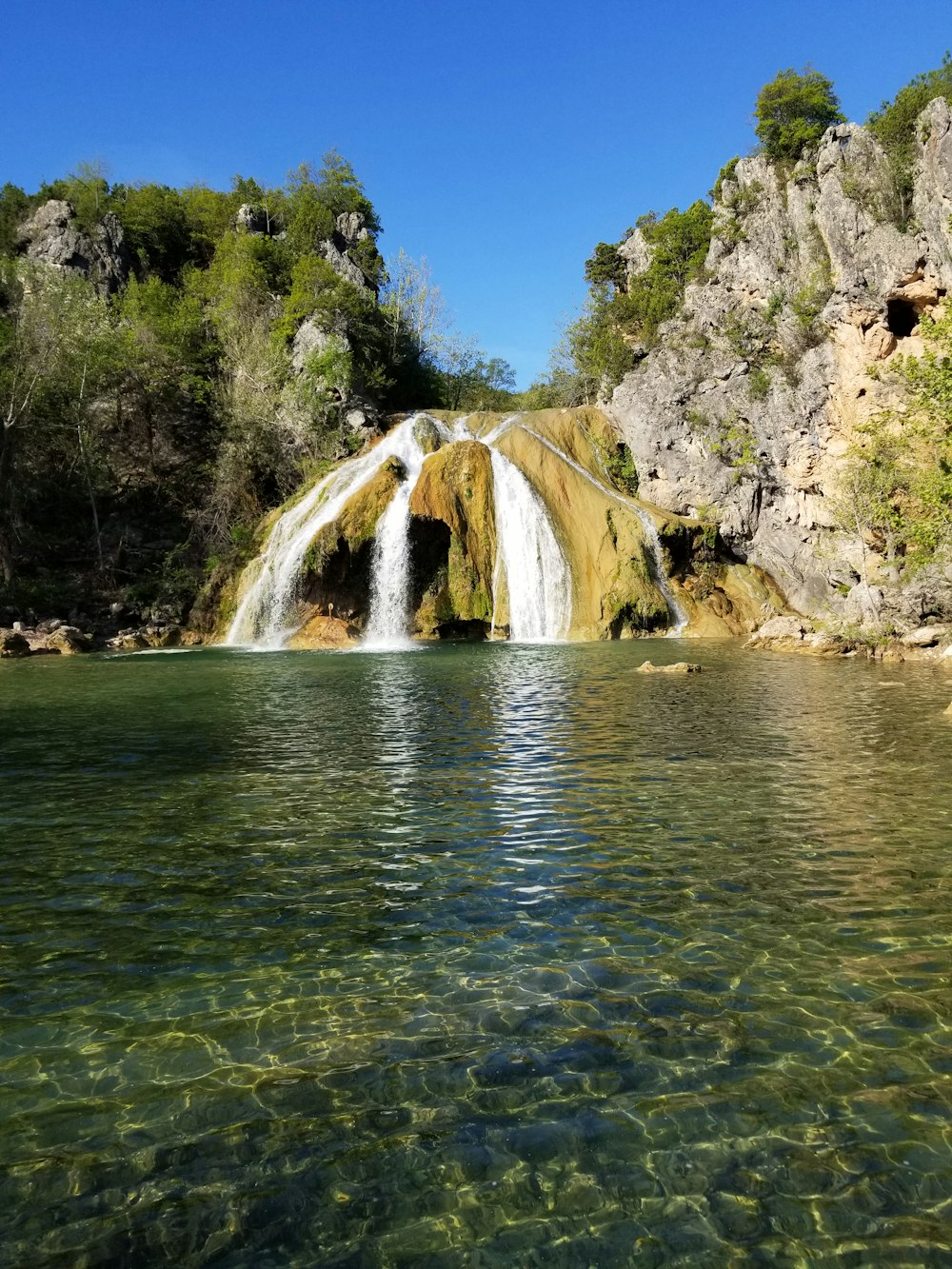 waterfall and mountains