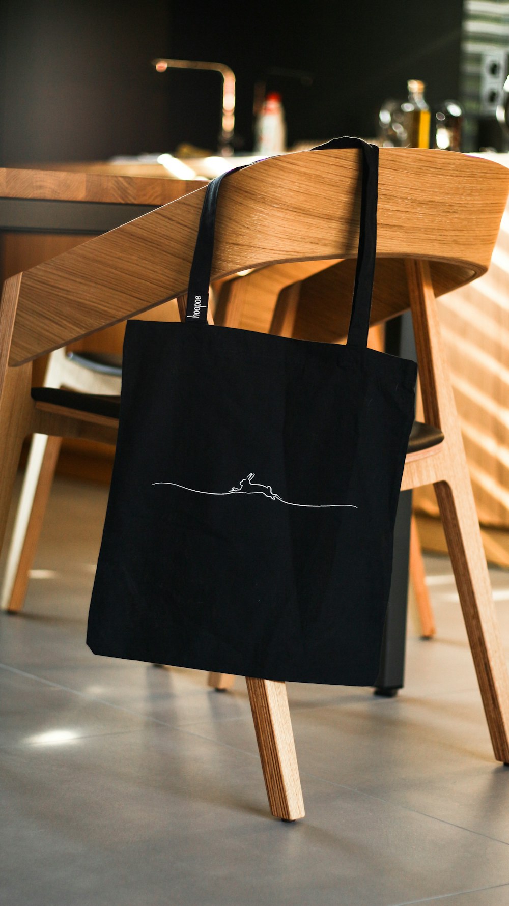 black leather tote bag