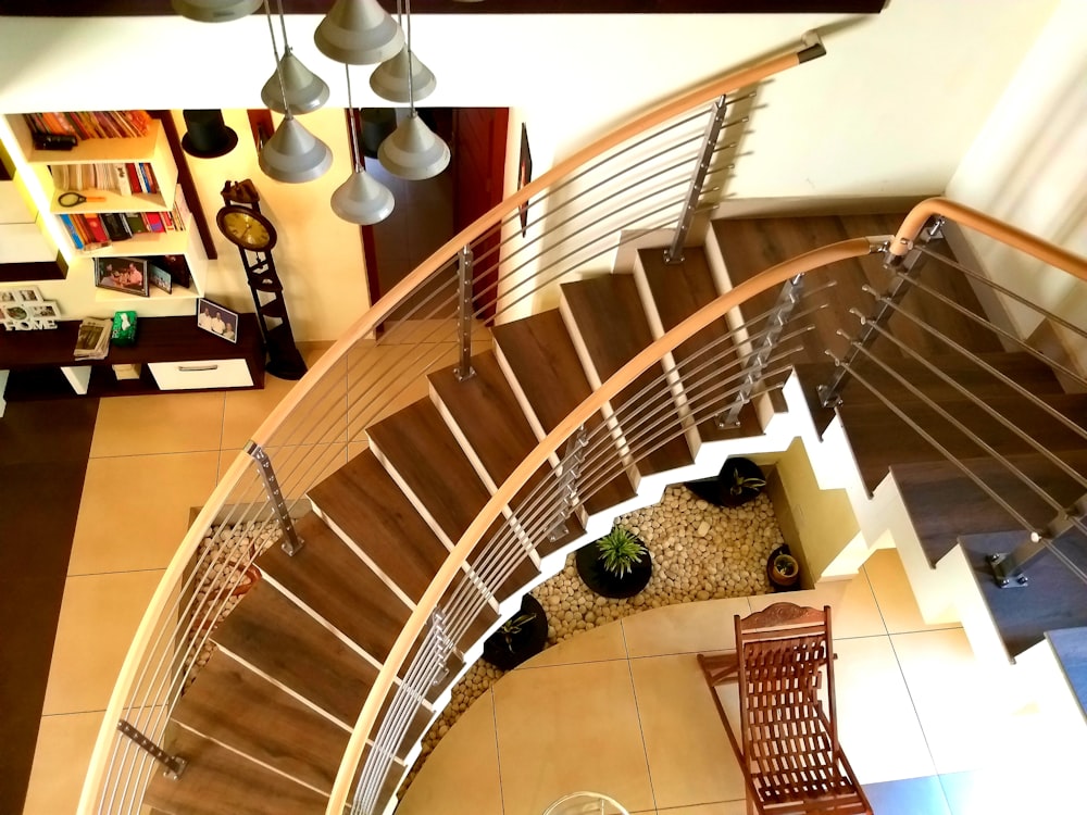 aerial view photography of staircase