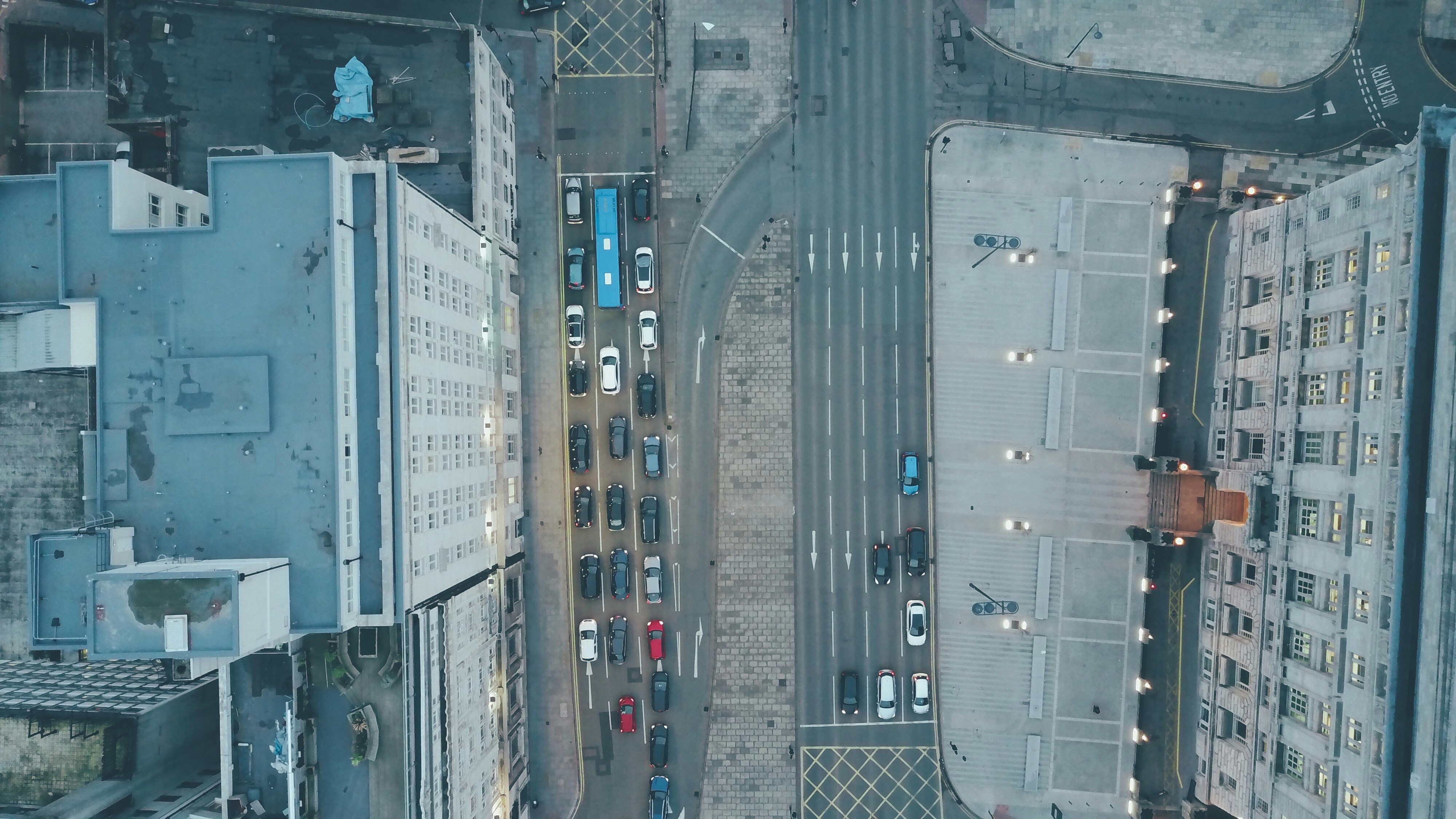 Liverpool over head, top down drone photo, The Strand, Liverpool UK