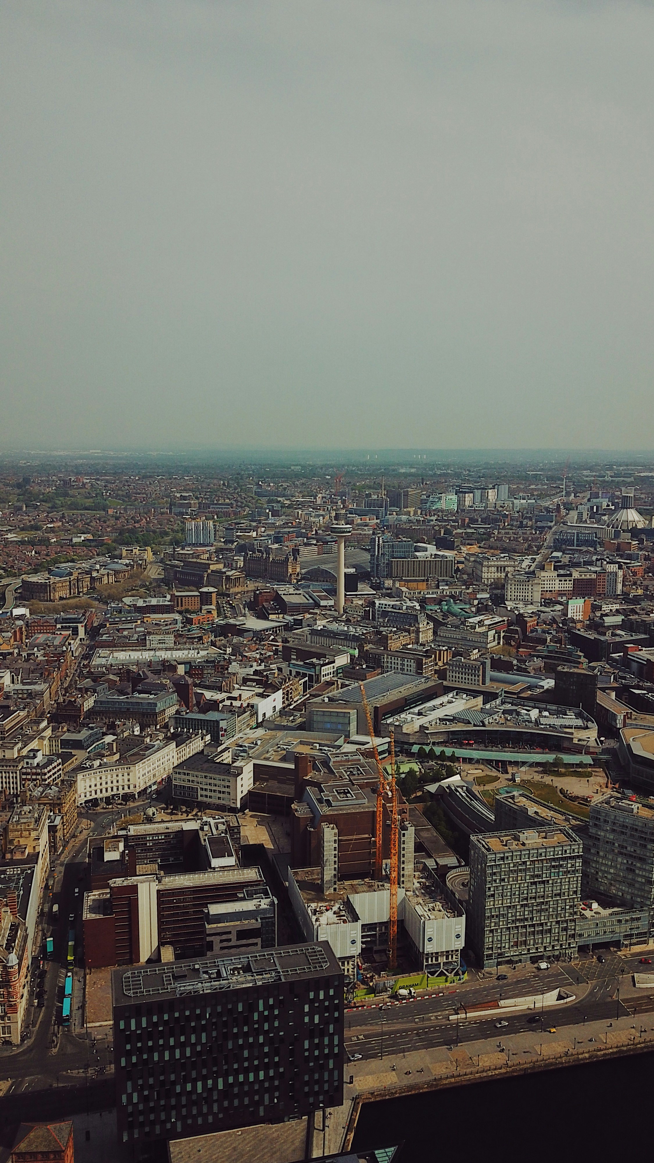Liverpool drone photo, looking toward Radio City Tower