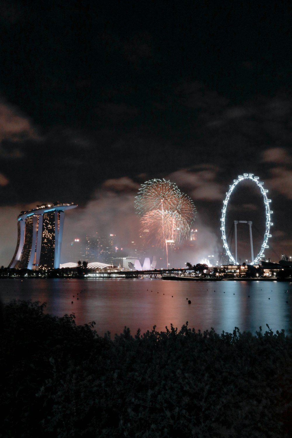 photography of fireworks near Singapore during nighttime