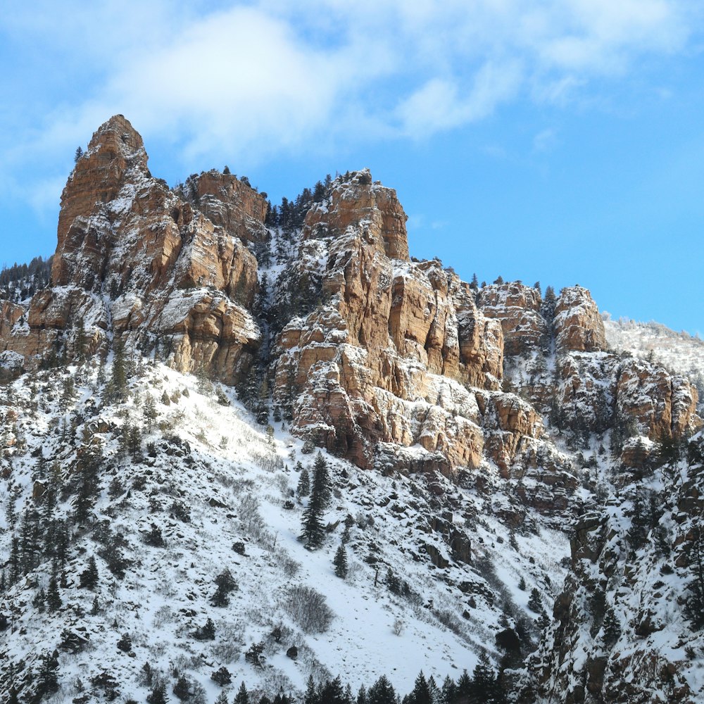 a snow covered mountain with a sky background