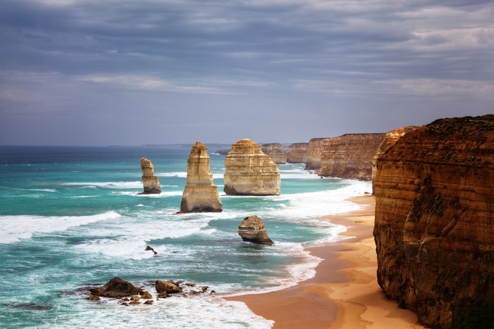 rock formation on seashore