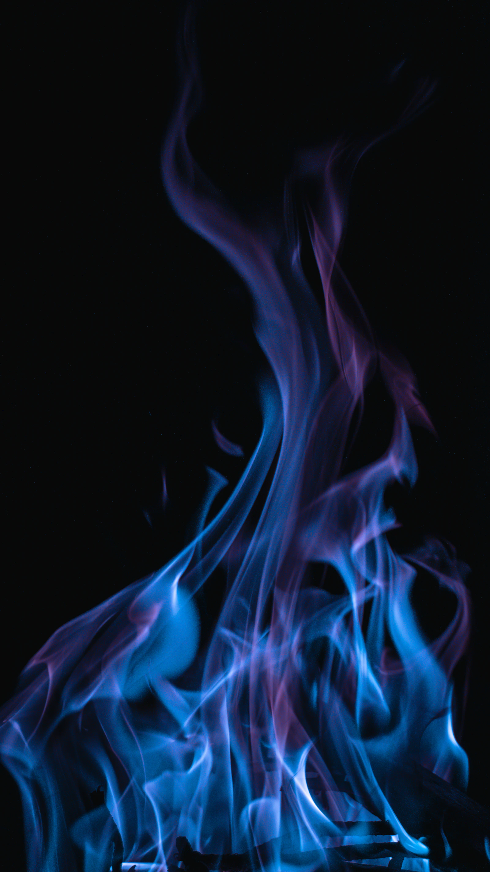 Blue gas flame close up