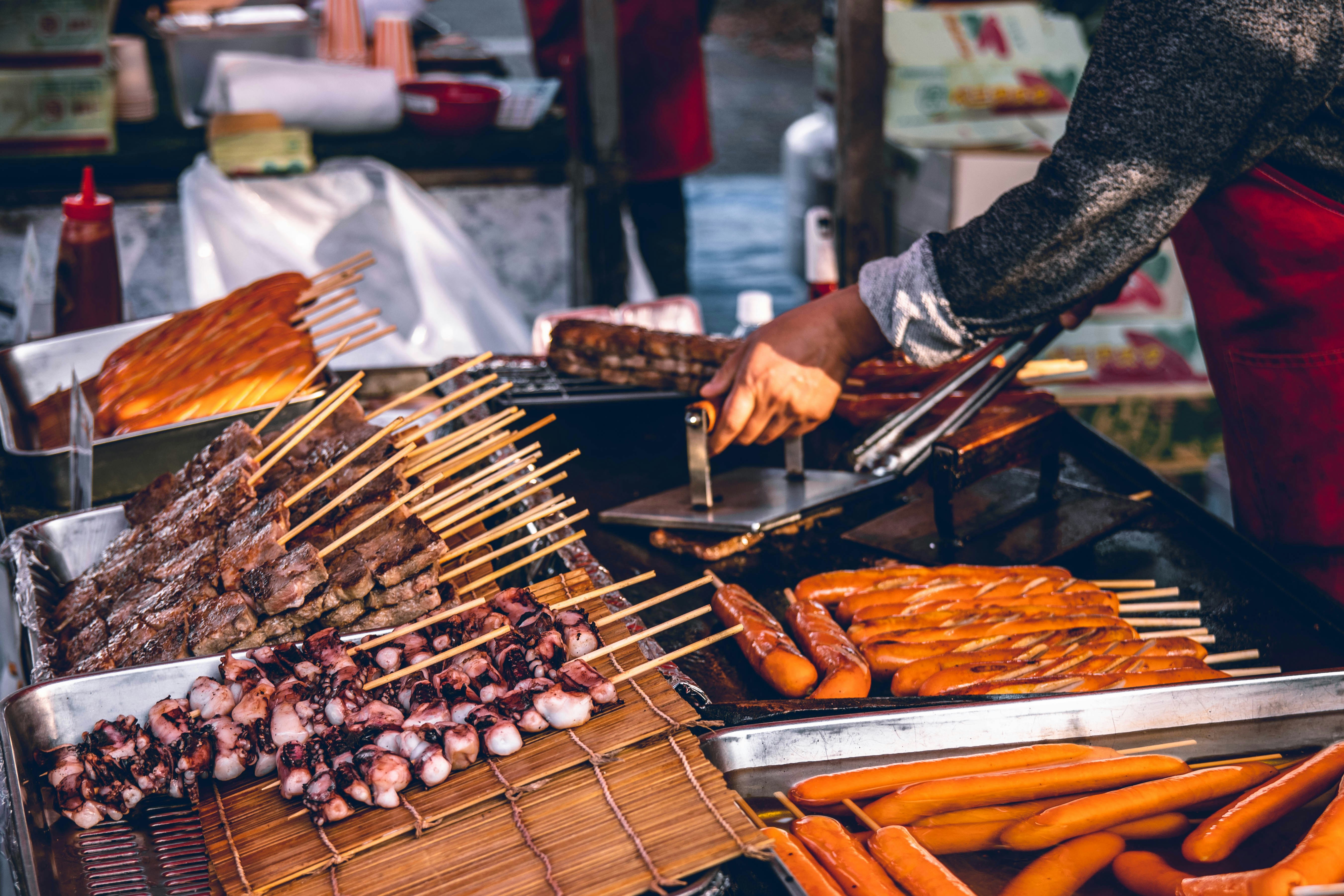 street food with sticks