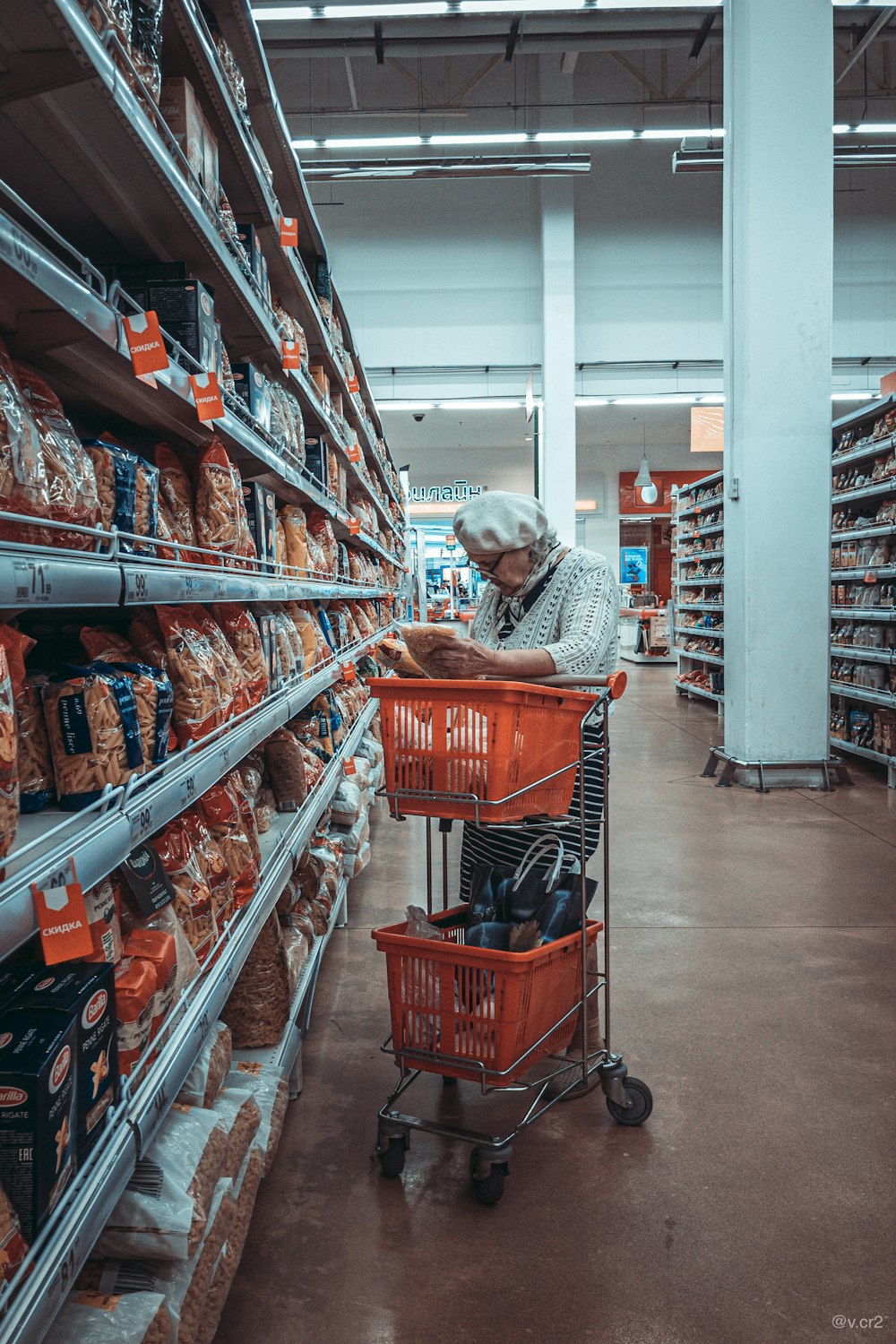 woman standing near shopping cart