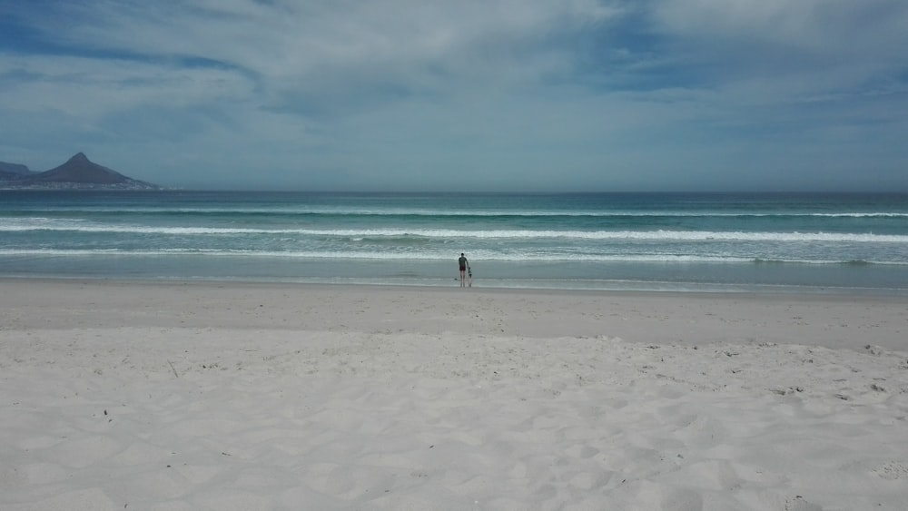 person standing on the seashore