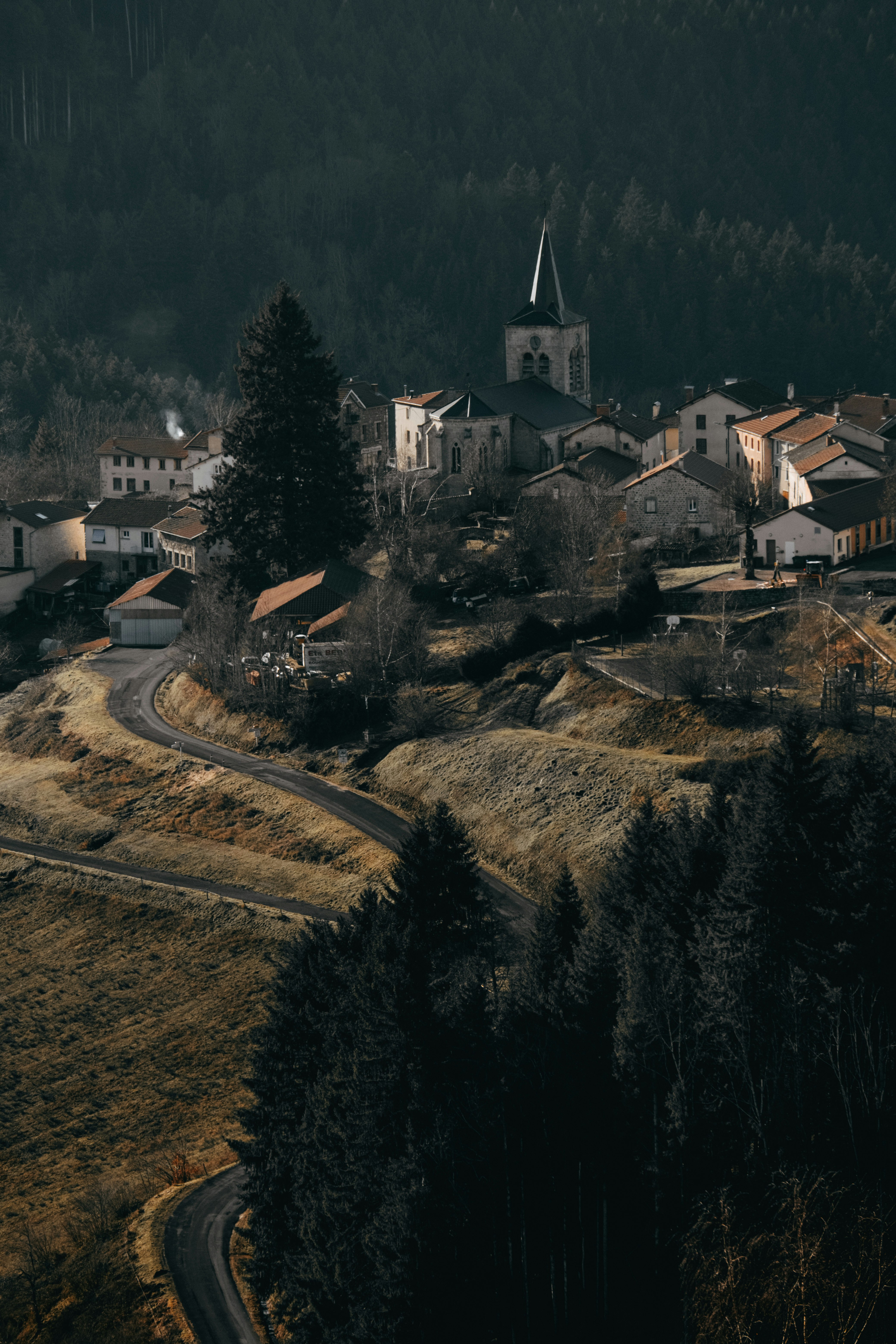 houses and cathedral on hill