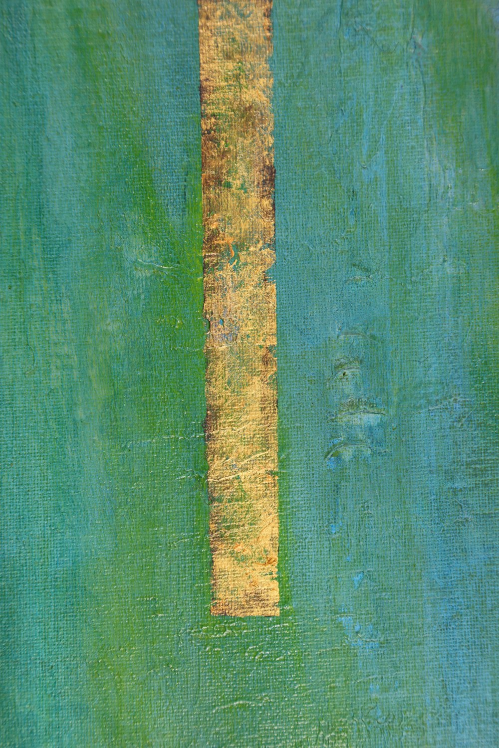a painting of a yellow and green line on a green background