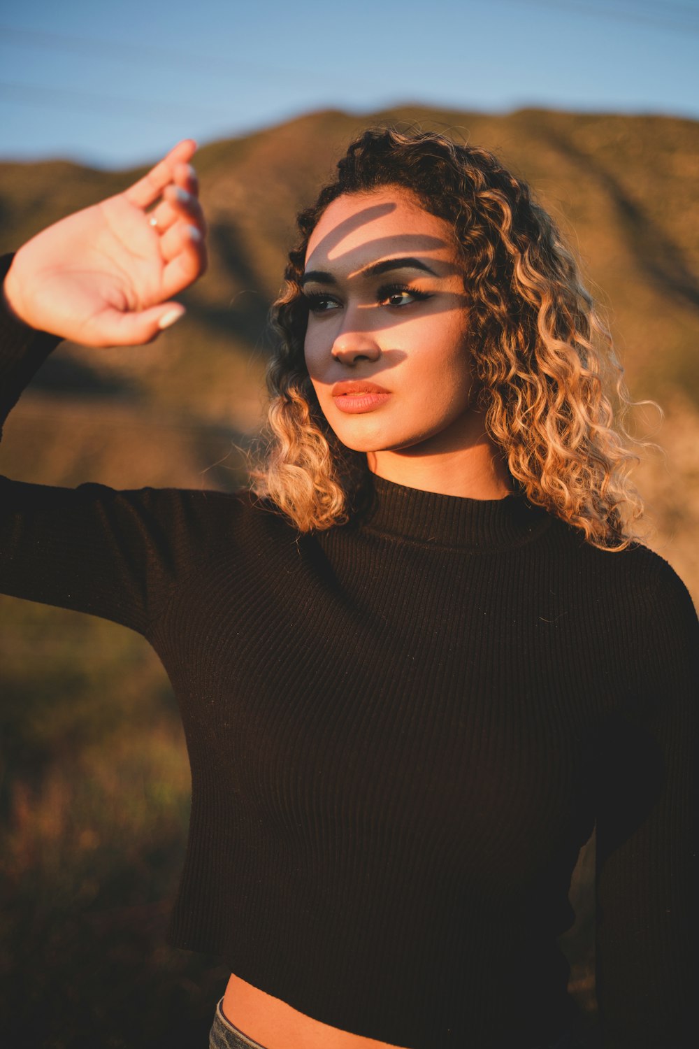 woman in brown sweater