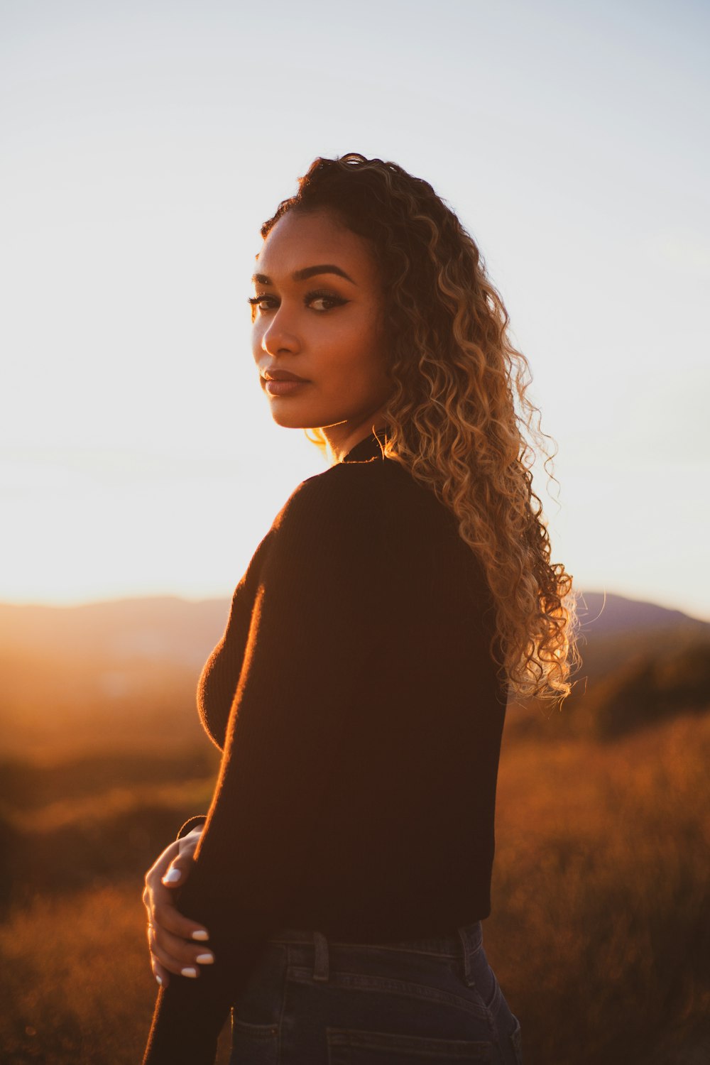 woman in brown sweater