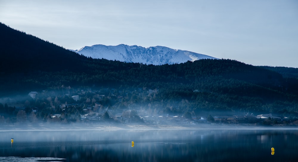 reflection of mountain on body of water