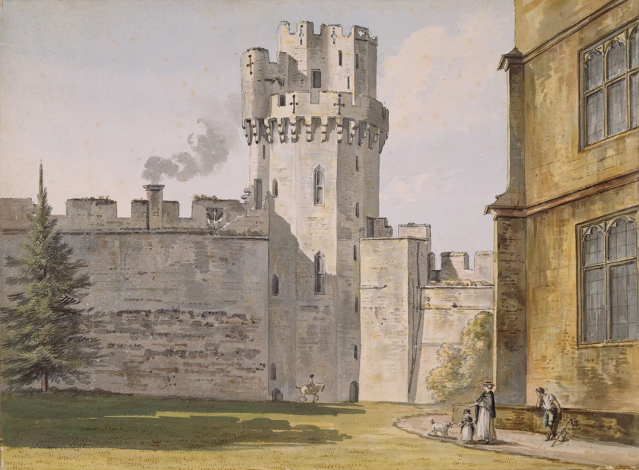 Warwick Castle, Caesar's Tower, watercolour by Paul Sandby, c. 1774–1776