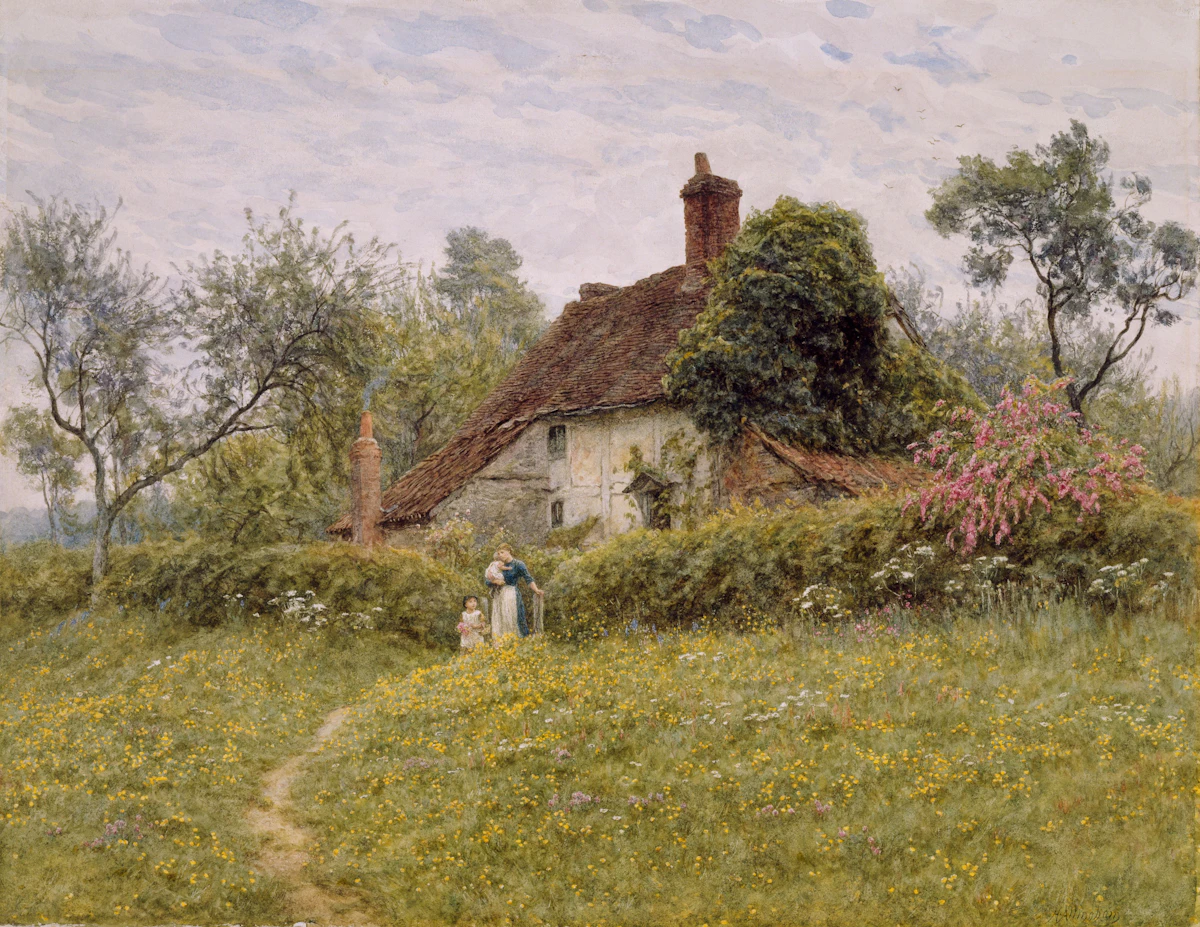 Old Cottages at Pinner, painting by Helen Allingham, 1885-1895