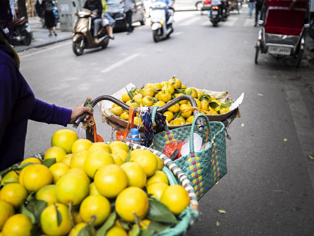 yellow lemon fruits in baskets