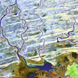 an aerial view of a body of water