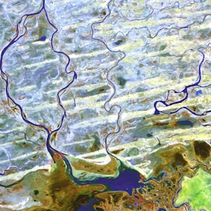 an aerial view of a body of water