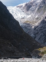 A stunning view of a glacier with innovative engineering structures.
