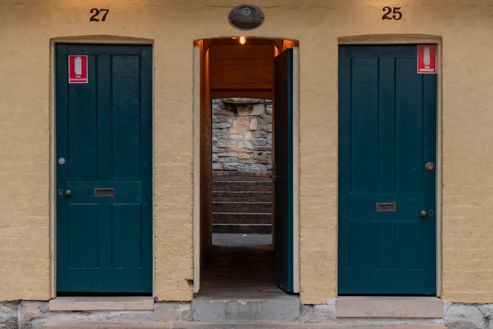 two blue doors