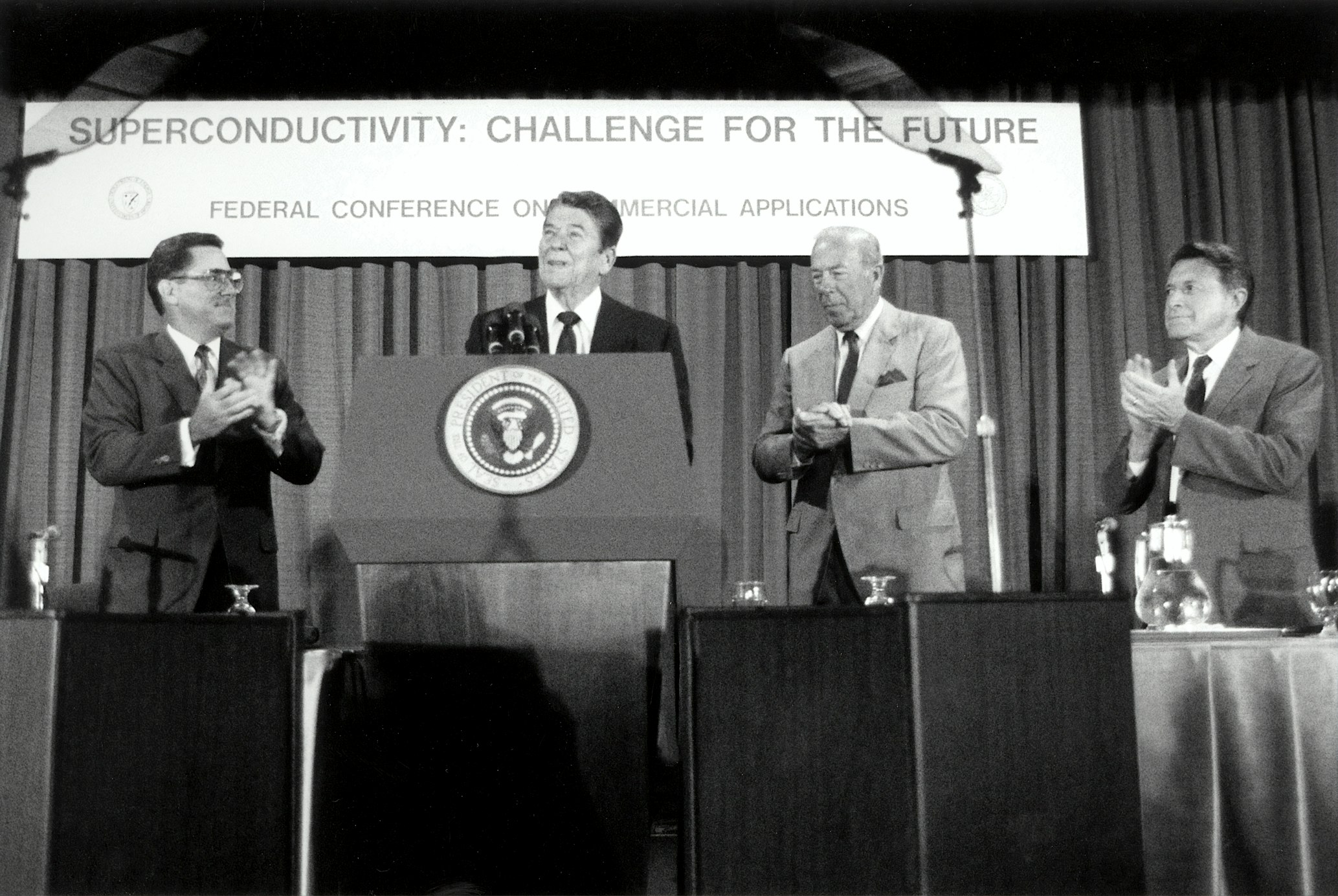Pres. Reagan speaking at a conference in 1987 (Science in HD via Unsplash)