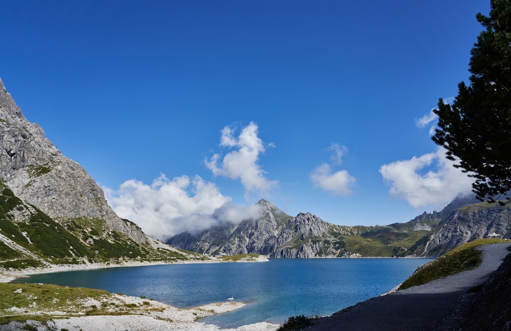 hills beside lake