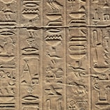 Close-up of ancient hieroglyphs carved on a tomb wall