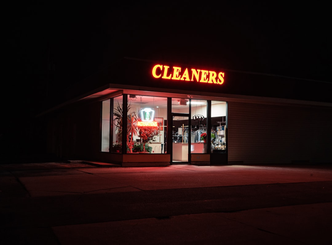 cleaners building during night time