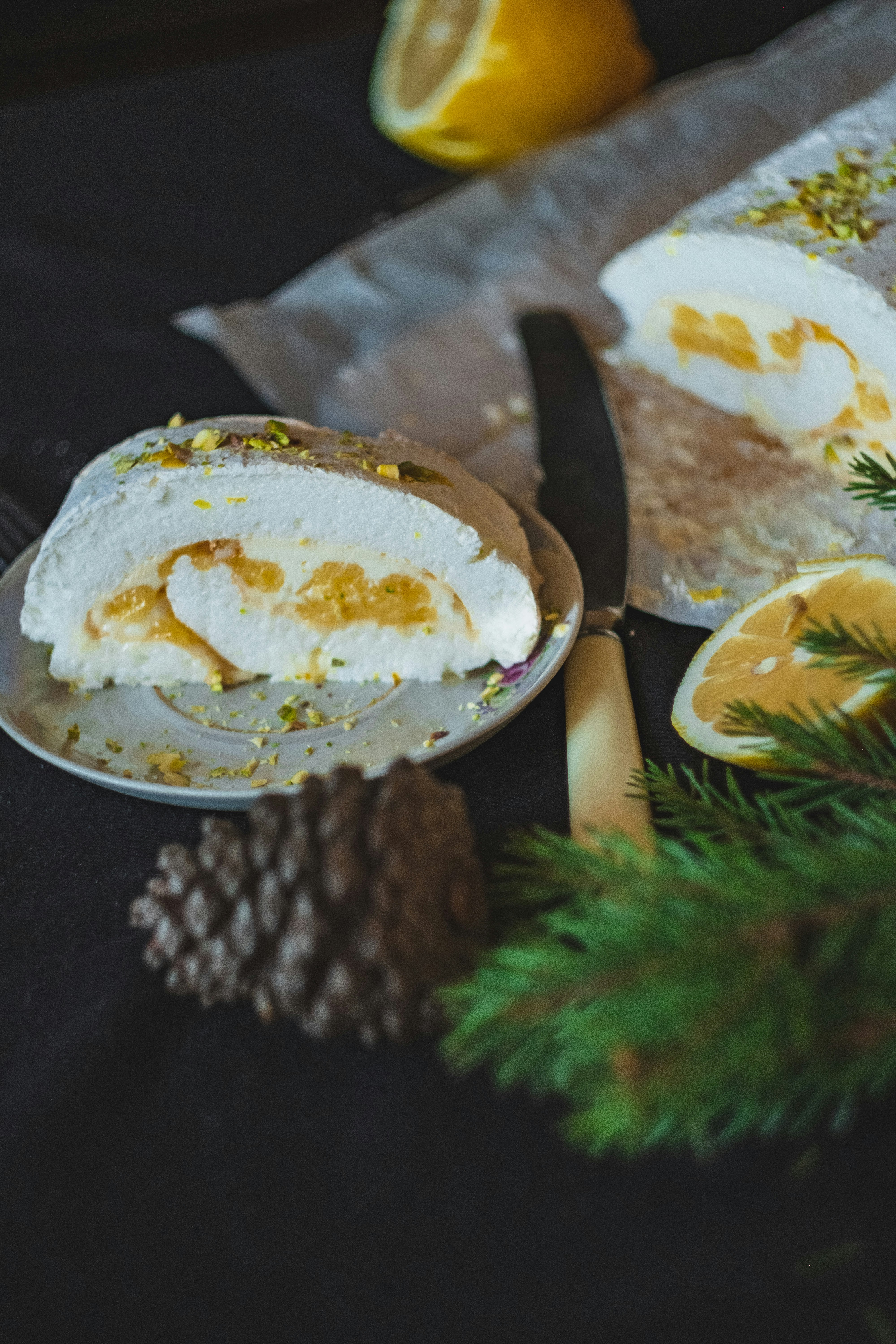 A beautifully decorated Christmas dessert.