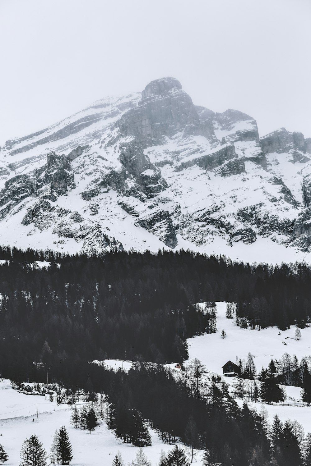grayscale photography of mountain alps