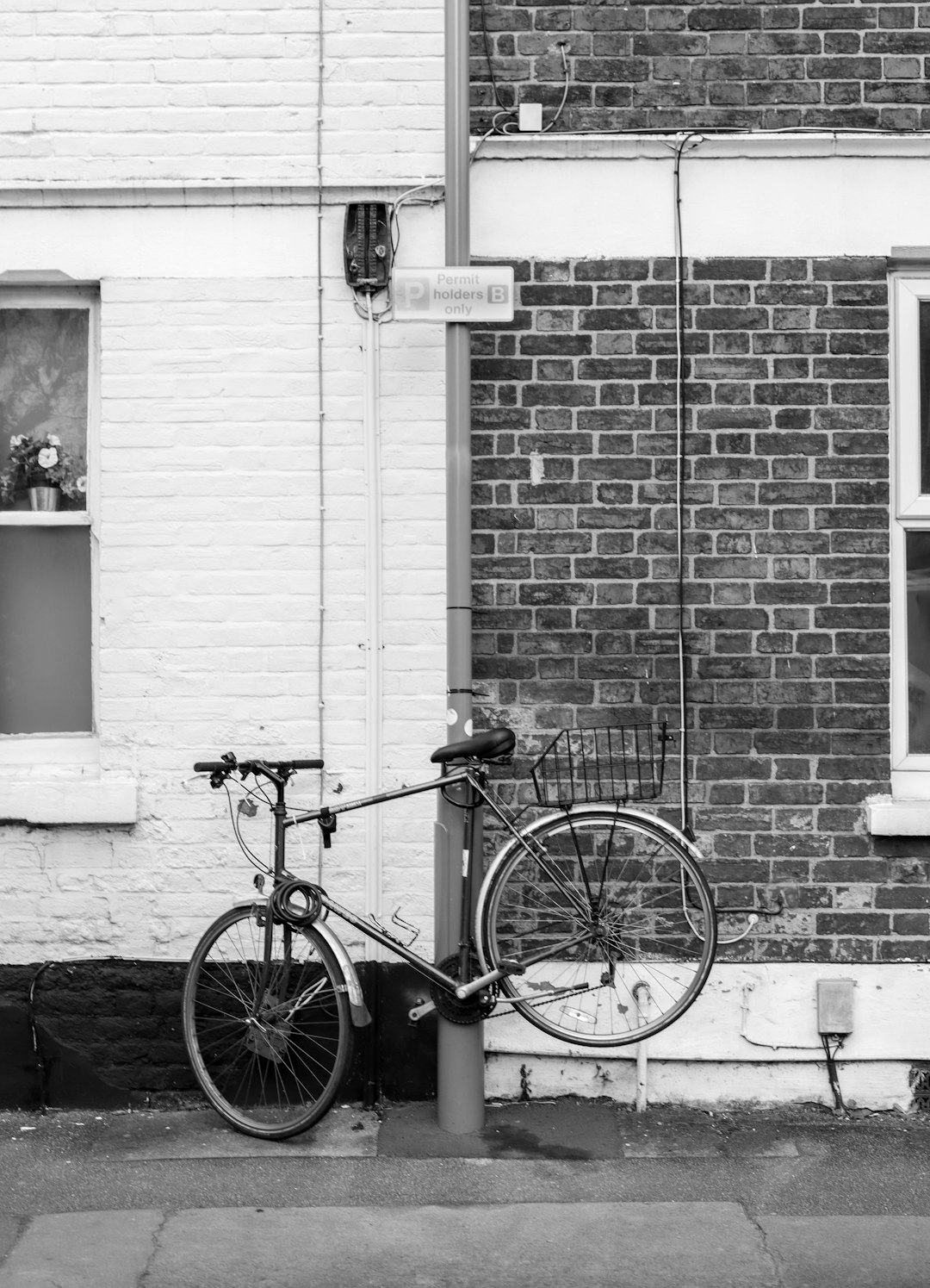 bicycle beside the wall photograph