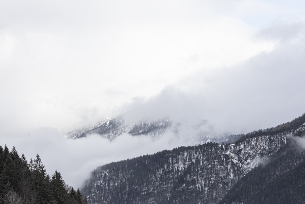copertura della montagna con la fotografia delle nuvole bianche