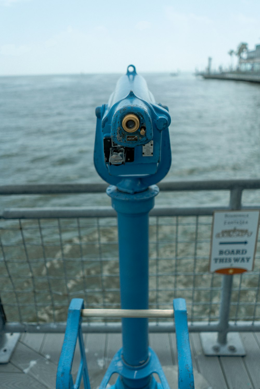 blue coin-operated telescope