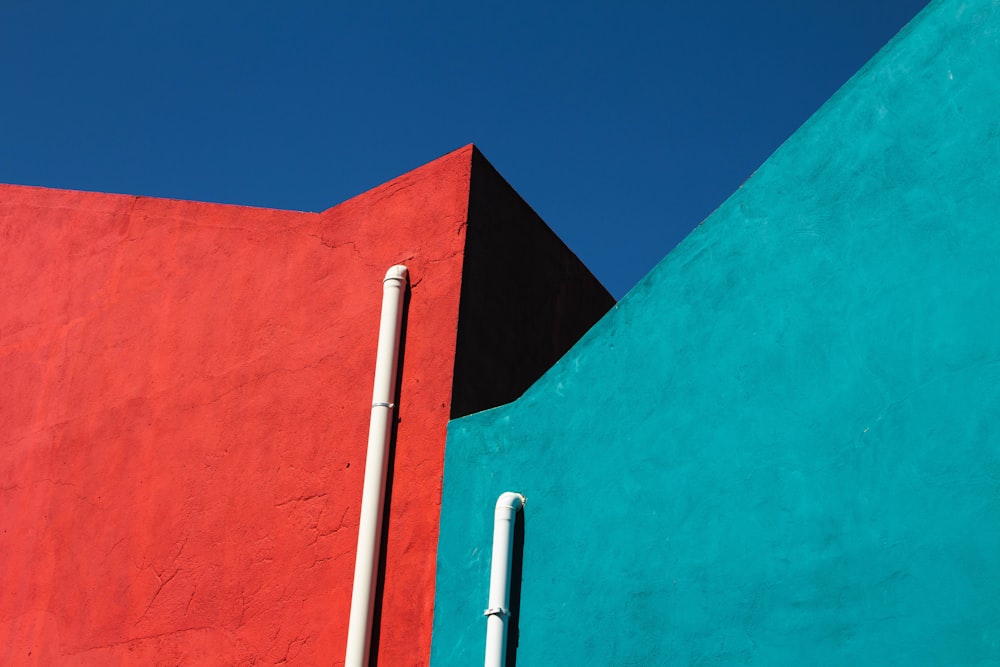 red and blue concrete building