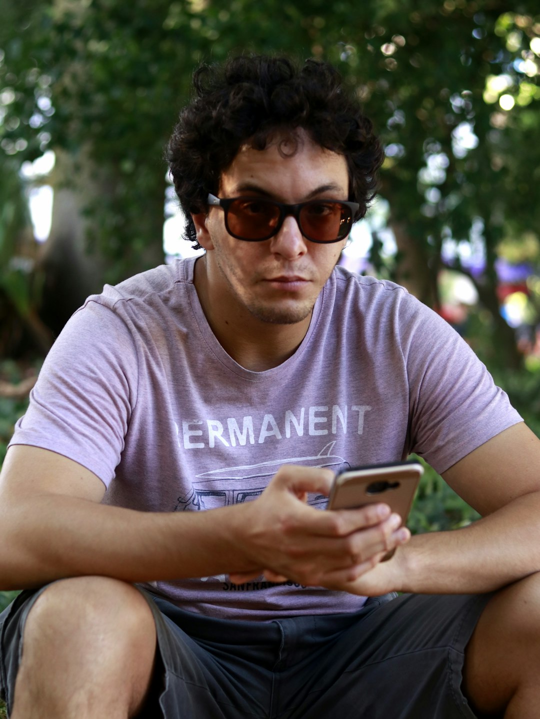 man wearing brown sunglasses