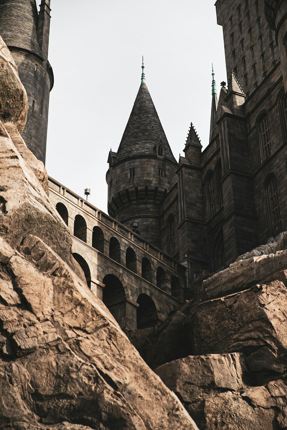 low-angle photography of a castle