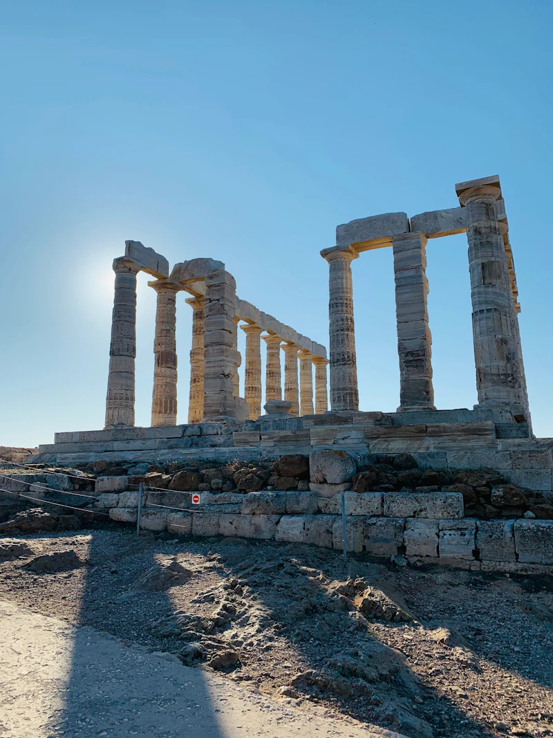 The Temple of Poseidon on the clifftop at Cape Sounio near Athens