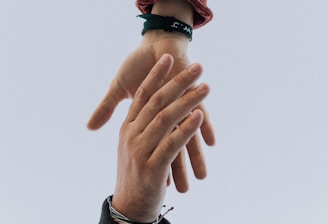 view of two persons hands