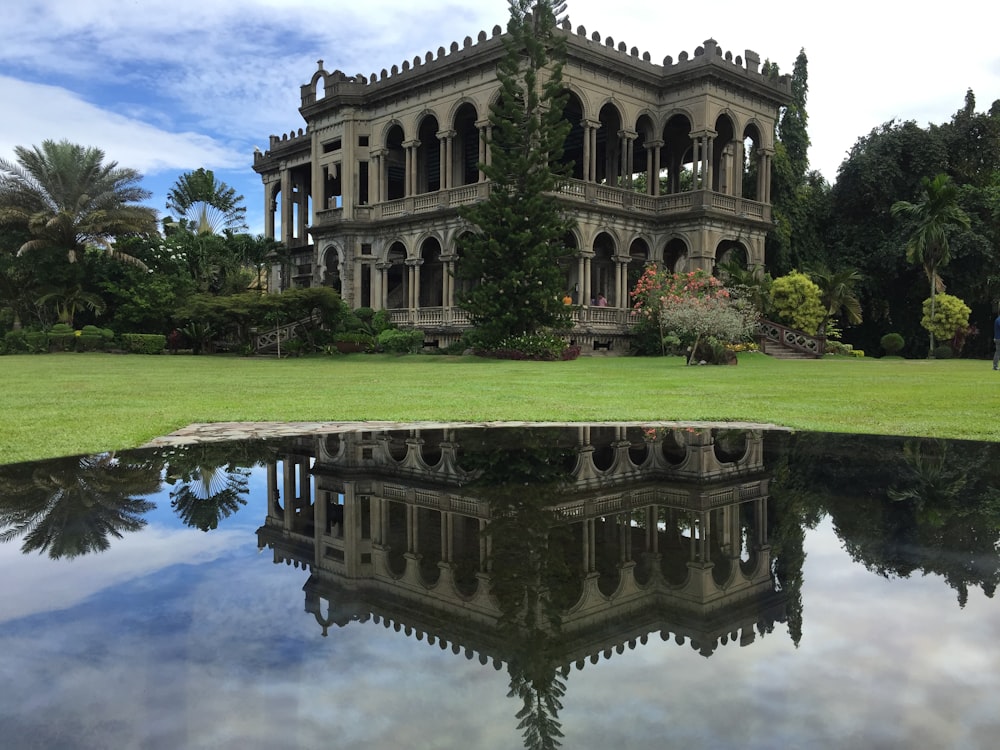 gray structure beside trees